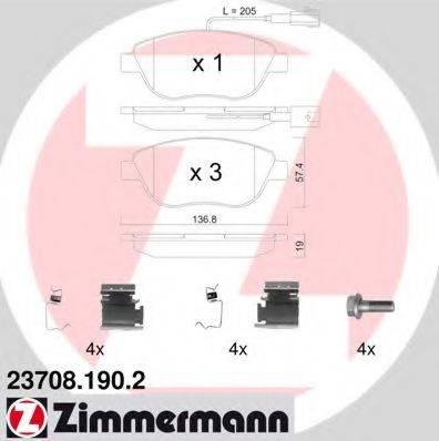ZIMMERMANN 237081902 Комплект гальмівних колодок, дискове гальмо