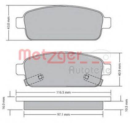 METZGER 1170164 Комплект гальмівних колодок, дискове гальмо
