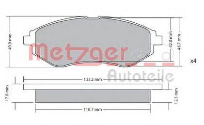 METZGER 1170404 Комплект гальмівних колодок, дискове гальмо
